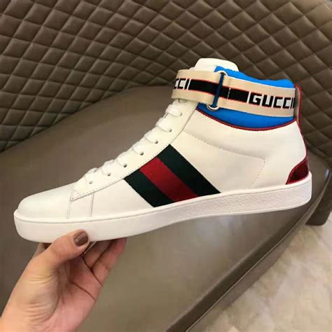 men's ace gucci stripe high top sneaker|Gucci embroidered sneakers.